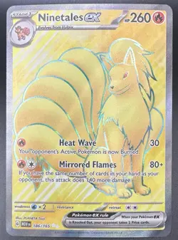 Pokemon TCG Ninetales EX 186/165 Scarlet & Violet 151 Full Art English NM Card - Image 1