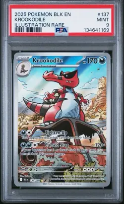 2025 Pokemon Black Bolt BLK En Krookodile Illustration Rare #137 PSA 9 Mint - Image 1