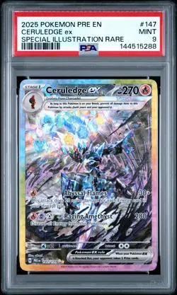 2025 POKEMON PRISMATIC EVOLUTIONS SPECIAL ILLUSTRATION RARE CERULEDGE EX PSA 9 - Image 1
