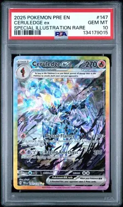 PSA 10 GEM MINT Ceruledge EX Prismatic Evolutions SIR 2025 Holo Pokemon 147/131 - Image 1