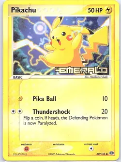 Pikachu 60/106 Reverse Holo Stamp Emerald - Pokemon Card - LP - Image 1