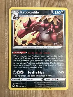 Pokemon TCG Krookodile Silver Tempest 113/195 Reverse Holo Holo Rare - Image 1