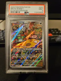 PSA 9 2023 Pokemon Brute Bonnet 207/182 Sv04: Paradox Rift Holo Mint #207 - Image 1