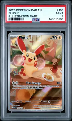 Pokemon Plusle SV04: Paradox Rift Illustration Rare Holo #193/182 PSA 9 2023 - Image 1