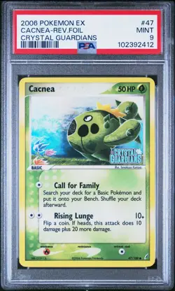 PSA 9 CACNEA 47 REVERSE FOIL EX CRYSTAL GUARDIANS POKEMON MINT - Image 1