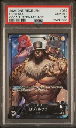 One Piece OP07 500 Years Future JP Rob Lucci Leader PSA 10 - Image 1