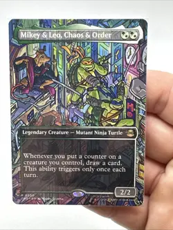 Mikey & Leo, Chaos & Order | 200 | Rare | Borderless | Regular | TMNT | MTG - Image 2