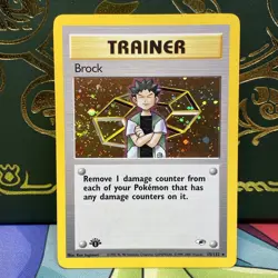 Pokemon Card - Gym Heroes 15/132 - BROCK (holo foil) SWIRL **1st Edition** NM - Image 1