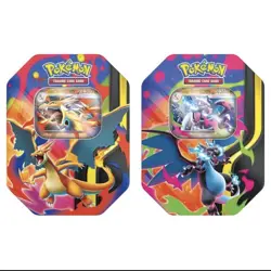 Mega Charizard X and Y Tins Sealed 2026 Set of 2 Pokemon TCG Phantasmal Flames - Image 1