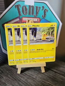 4 X Pikachu 027/078 Common Pokemon Go Sword & Shield Pokemon TCG - Pack Fresh - Image 1