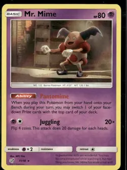 Pokemon Mr. Mime 11/18 Detective Pikachu Holo LP - Image 1