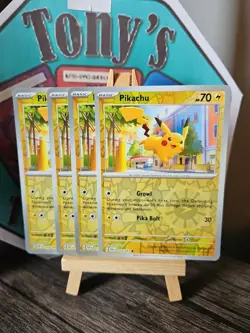 4 X Pikachu (Reverse Foil) - 018/091 - Common - Sc & Vi: Paldean Fates - Pokemon - Image 1