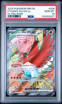 2025 POKEMON DRI EN-DESTINED RIVALS ULTRA RARE #209 ETHAN'S HO-OH EX PSA 10 - Image 1