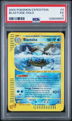 2002 POKEMON EXPEDITION #4 BLASTOISE-HOLO PSA 5 - Image 1