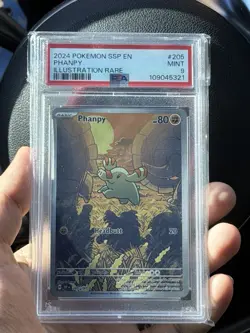 Pokemon 2024 Phanpy 205/191 Sv08 Surging Sparks Illustration Rare Holo PSA 9 - Image 1