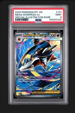 2025 Pokemon Mega Sharpedo Ex 127 Special Illustration Rare PSA 9 SIR - Image 1