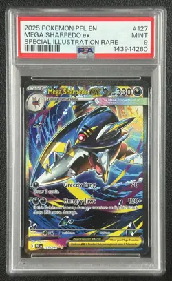 MEGA SHARPEDO EX PSA 9 2025 POKEMON PHANTASMAL FLAMES #127/094 SIR MINT 280 - Image 1
