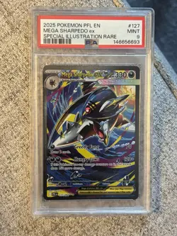 2025 Pokemon Mega Sharpedo Ex 127 Special Illustration Rare PSA 9 SIR - Image 1