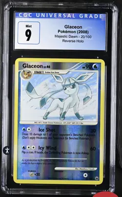 CGC 9 MINT Glaceon 2008 Majestic Dawn 20/100 Reverse Holo Pokemon Card - Image 1