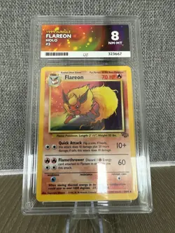 Flareon 3/64 Holo Rare Unlimited Jungle Pokemon TCG WOTC 1999 ACE Graded 8 - Image 1