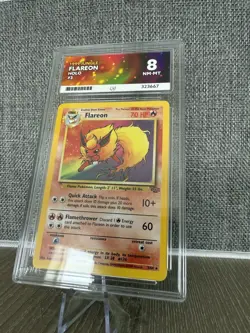 Flareon 3/64 Holo Rare Unlimited Jungle Pokemon TCG WOTC 1999 ACE Graded 8 - Image 2