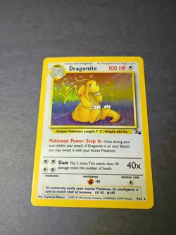 1999 Pokemon Fossil Dragonite Holo 4/62 HP Vintage WOTC LP.. - Image 3