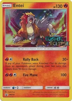 Slightly Played, English - 1 x Pokemon Entei - SM219 - Pre-Release Promo Sun and - Image 1
