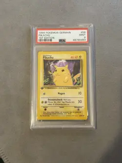 German Pikachu 1st Edition Base Set 58/102 Pokemon Graded PSA 9 - Image 1
