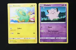 Crimped Error Clefairy 063/185 & Electrike 051/185 Vivid Voltage NM Pokemon TCG - Image 1