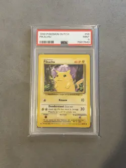 DUTCH Pikachu Base Set 58/102 Regular Unlimited Common Pokemon TCG PSA 9 - Image 1
