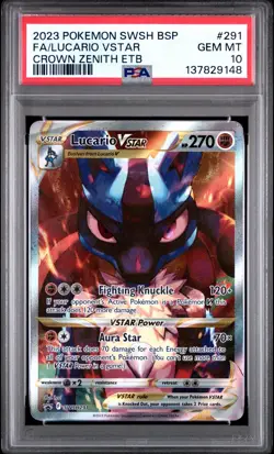 PSA 10 LUCARIO VSTAR SWSH291 BLACK STAR PROMO CROWN ZENITH ETB POKEMON 😍 - Image 1