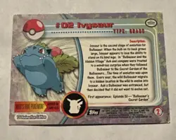 1999 Topps Pokemon Series 1 TV Animation IVYSAUR #02 Black Label EX - Image 2