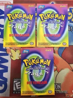 1999 TOPPS POKEMON THE FIRST MOVIE STAGE 1,2,3 VENUSAUR IVYSAUR BULBASAUR LP-NM - Image 2