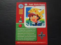 1999 Topps Pokemon #TV1 Ash Ketchum Green Logo Series 1 1st TV Animation - Image 2