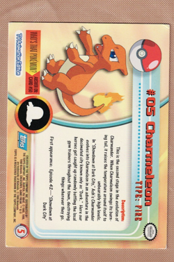 Charmeleon #05 1999 Topps Pokemon TV Animation Edition - Image 2