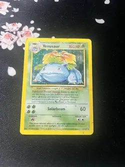 Pokemon Venusaur 100 HP/Damaged Holo Rare Base Set 15/102 Solarbeam Card English - Image 1