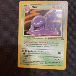 Pokemon TCG Muk Holo Rare Card 13/62 Fossil Moderately Played - Image 1