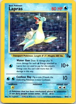 Lapras 10/62 Fossil Rare Holo Pokemon TCG 1999 - Image 1