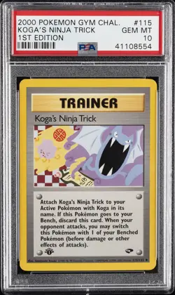 2000 POKEMON GYM CHALLENGE 1ST ED #115 KOGA'S NINJA TRICK PSA 10 - Image 1