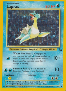 1999 Lapras #10/62 Holo MP Rare Pokemon Fossil Vintage WOTC - Image 1