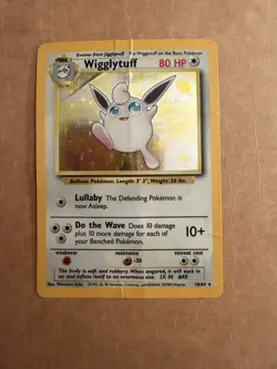 Wigglytuff - 16/64 - Holo Rare No Symbol Error Jungle Pokemon Card Damaged - Image 1