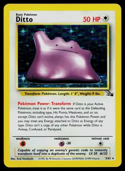 Pokemon Card - Ditto Fossil 3/62 Holo Rare - Image 1