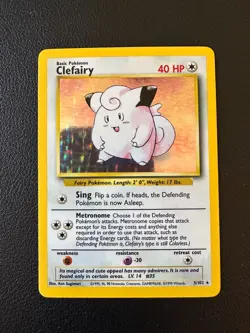 Clefairy Pokemon Card TCG 005/102 Base Set Unlimited Holo - Image 2