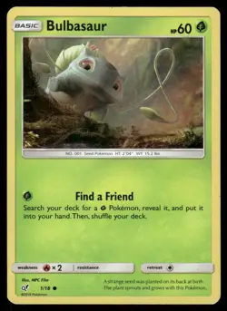 Pokemon Cards Bulbasaur 1/18 Detective Pikachu Common LP - Image 1