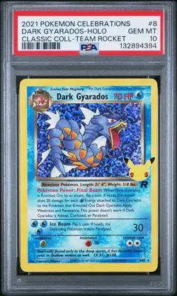 PSA 10 Dark Gyarados 8/82 Celebrations: Classic Collection Holo Pokemon - Image 1