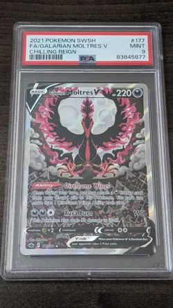 GALARIAN MOLTRES V 2021 Pokemon #177/198 PSA 9 MINT Chilling Reign FULL ART! - Image 1