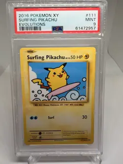 Pokemon Surfing Pikachu 111/108 2016 XY Evolutions Secret Rare PSA MINT 9 - Image 1