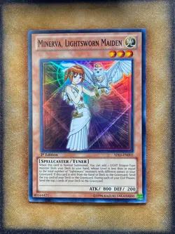 Yugioh Minerva, Lightsworn Maiden SDLI-EN002 Super Rare 1st Ed LP - Image 1