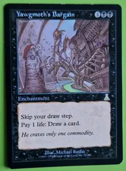 Mtg YAWGMOTH'S BARGAIN, Urza's Destiny. Rare Black Enchantment. Commander. - Image 1