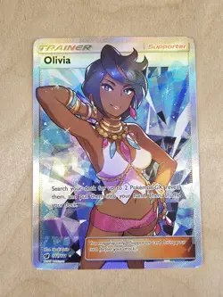 Pokemon TCG - Olivia FULL ART RARE 111/111 Sm-Crimson Invasion Holo NM-NEAR MINT - Image 1